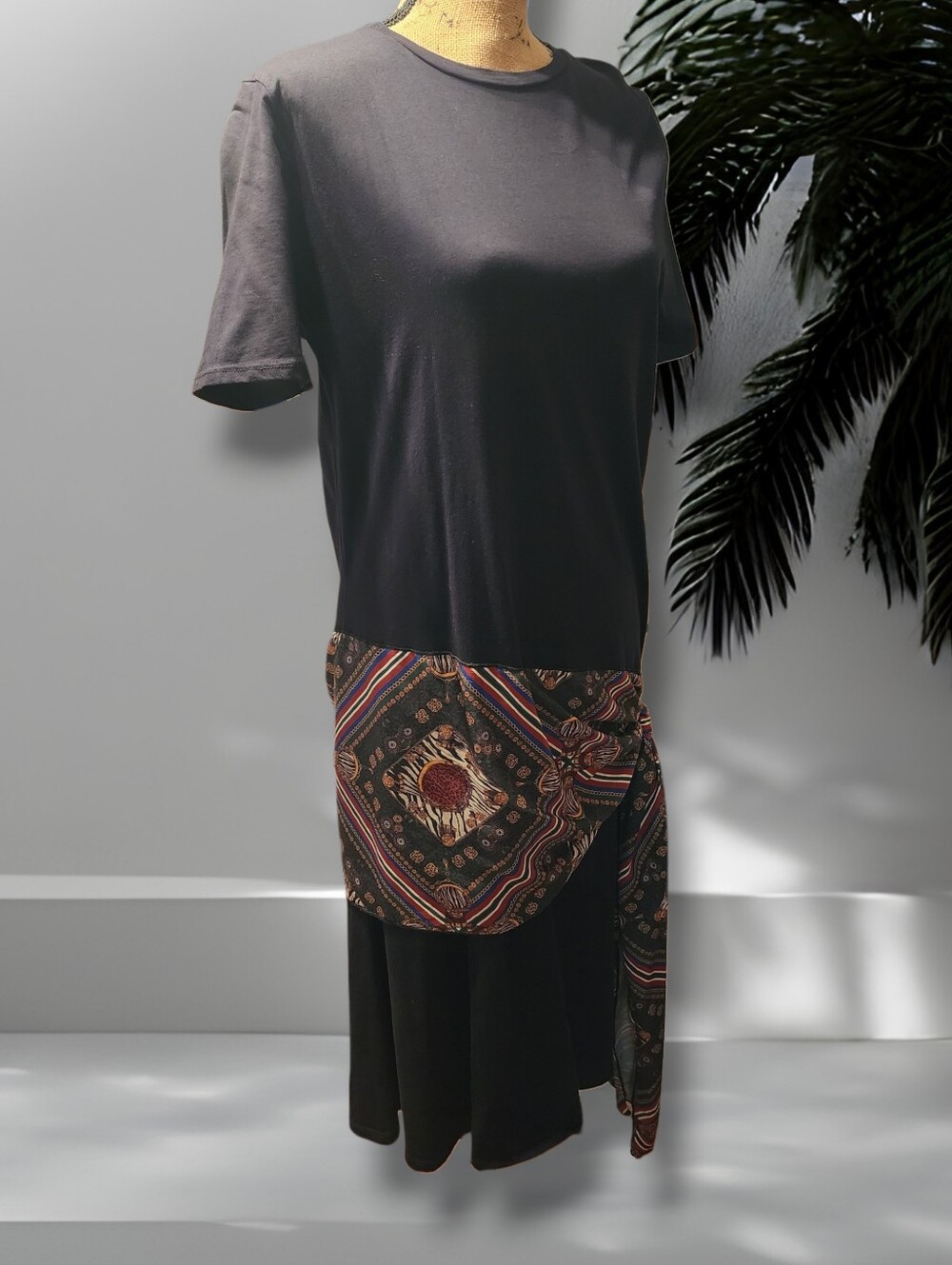Zara T-shirt Dress with A Baroque Print Sash Tie. Size L. NWT - Picture 7 of 12